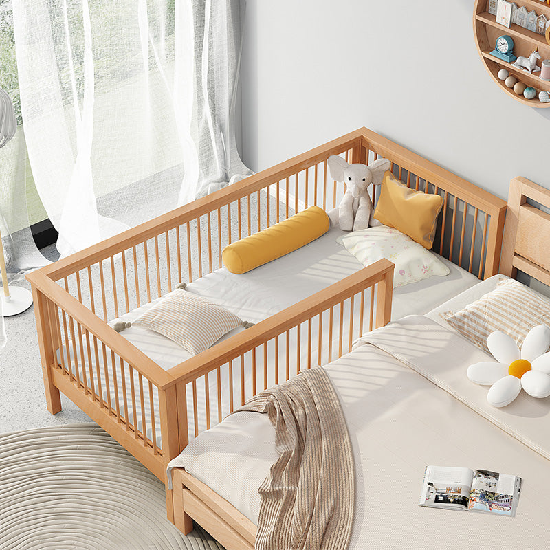 Modern Solid Wood Baby Crib Beech Nursery Bed with Guardrail