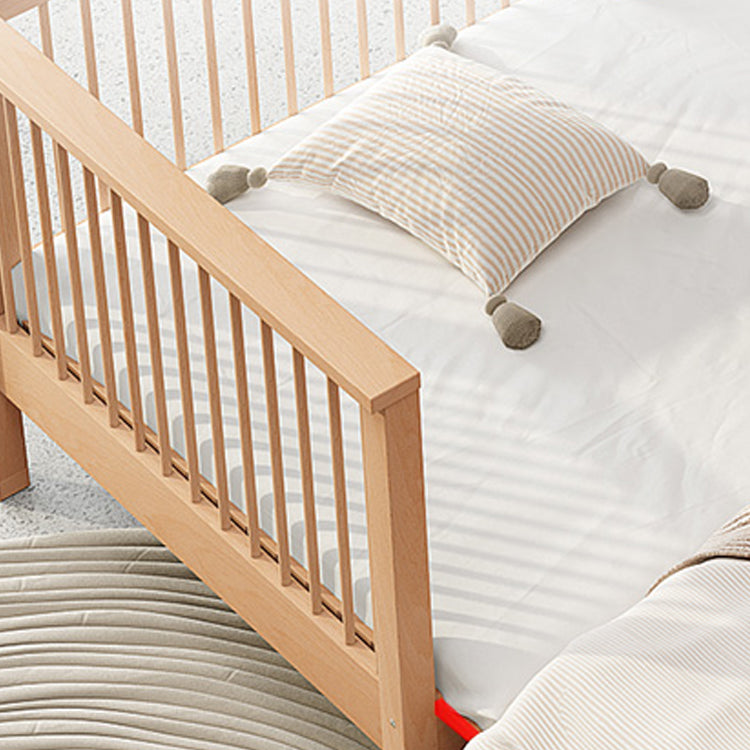 Modern Solid Wood Baby Crib Beech Nursery Bed with Guardrail