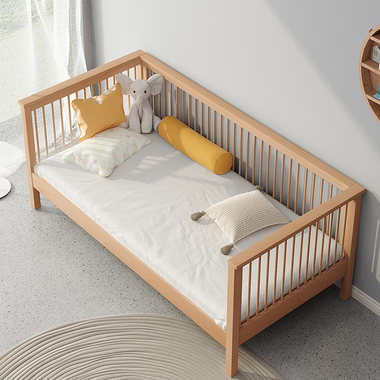 Modern Solid Wood Baby Crib Beech Nursery Bed with Guardrail