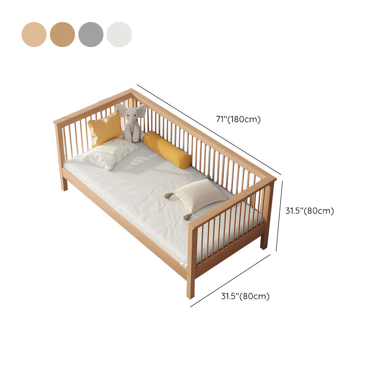 Modern Solid Wood Baby Crib Beech Nursery Bed with Guardrail