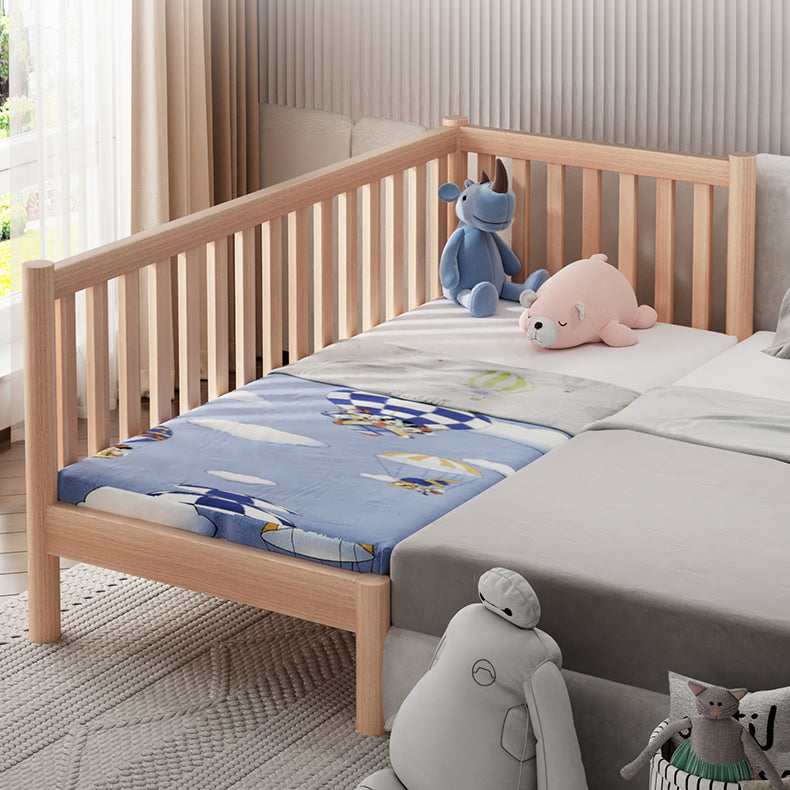 Convertible Solid Wood Baby Crib Glam Nursery Bed with Guardrail