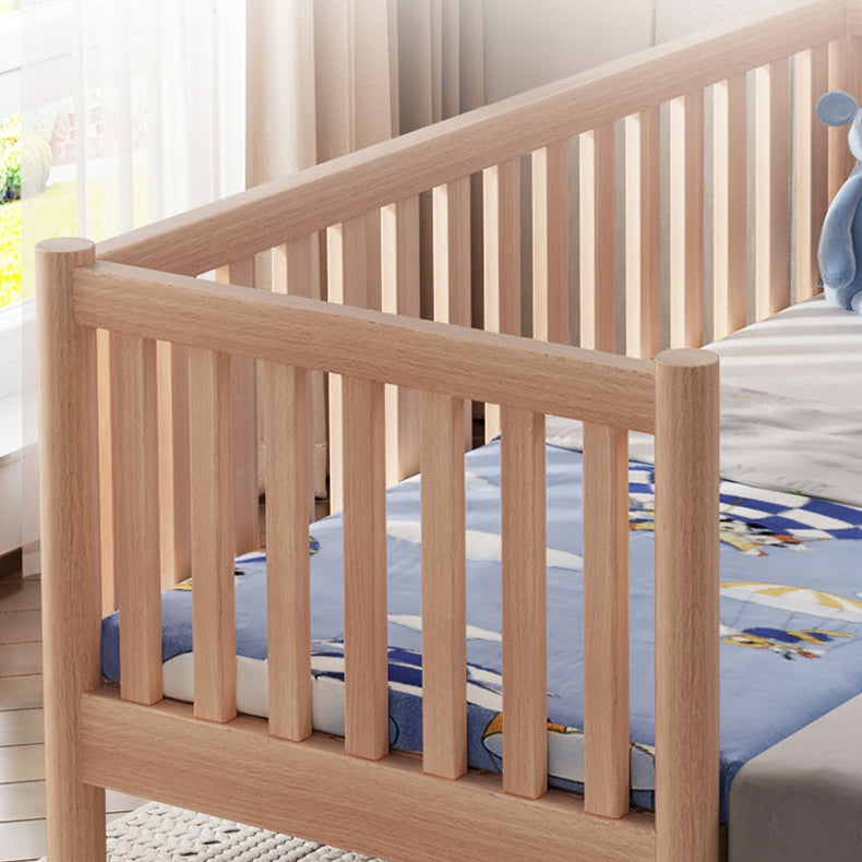 Convertible Solid Wood Baby Crib Glam Nursery Bed with Guardrail