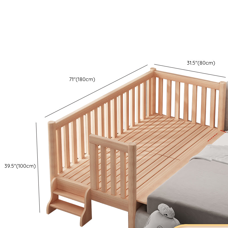 Convertible Solid Wood Baby Crib Glam Nursery Bed with Guardrail