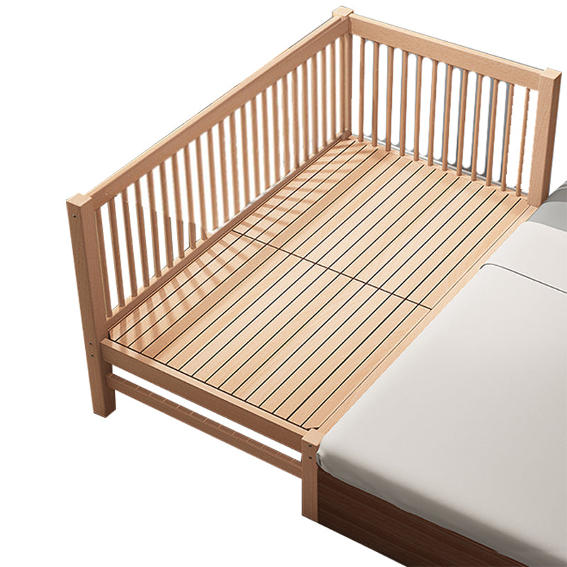 Solid Wood  Baby Crib Farmhouse Birch Nursery Bed with Guardrail