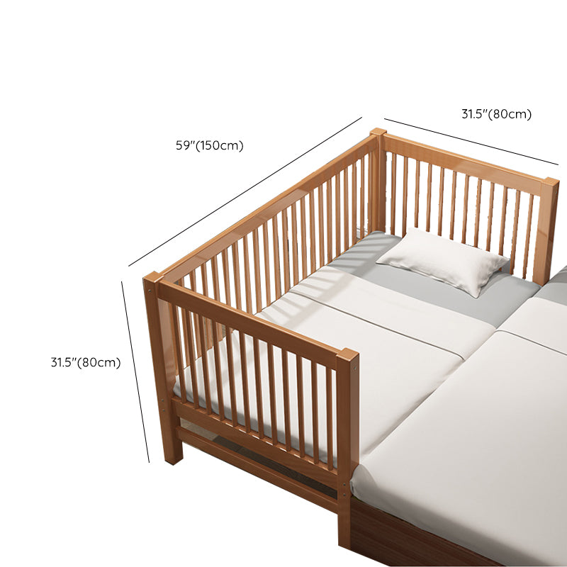 Solid Wood  Baby Crib Farmhouse Birch Nursery Bed with Guardrail