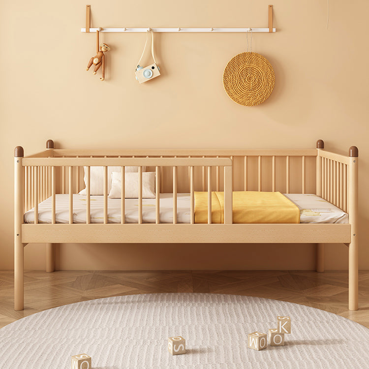 Standard Size Baby Crib Light Wood 2-in-1 Convertible Crib with Guardrail