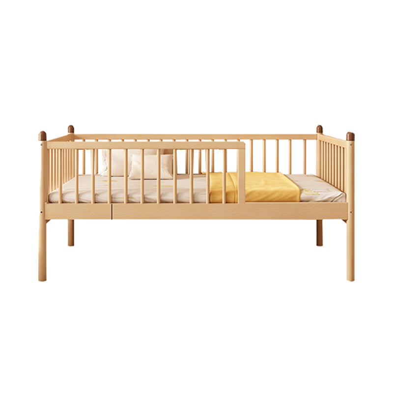 Standard Size Baby Crib Light Wood 2-in-1 Convertible Crib with Guardrail