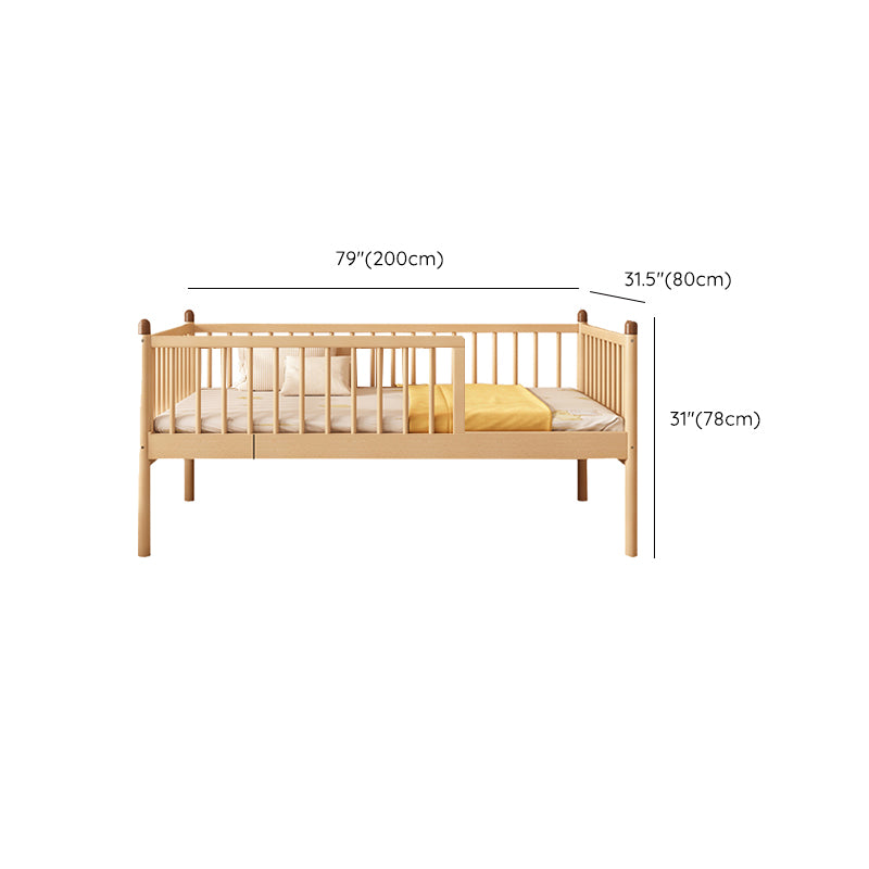 Standard Size Baby Crib Light Wood 2-in-1 Convertible Crib with Guardrail