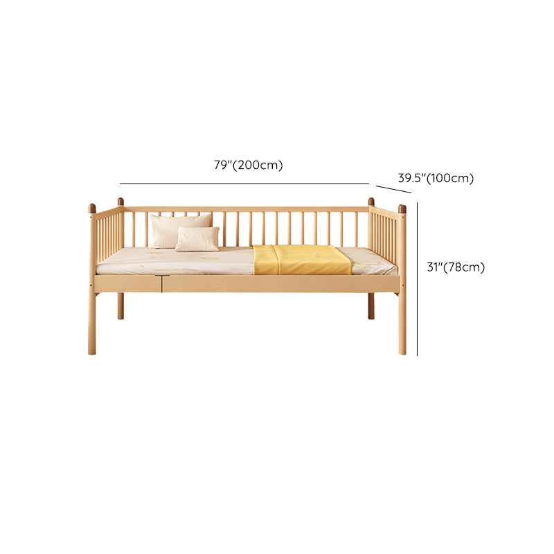 Standard Size Baby Crib Light Wood 2-in-1 Convertible Crib with Guardrail