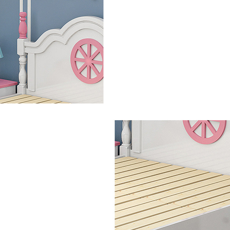 Coastal Style Standard Bed with Panel Headboard in Pine Wood