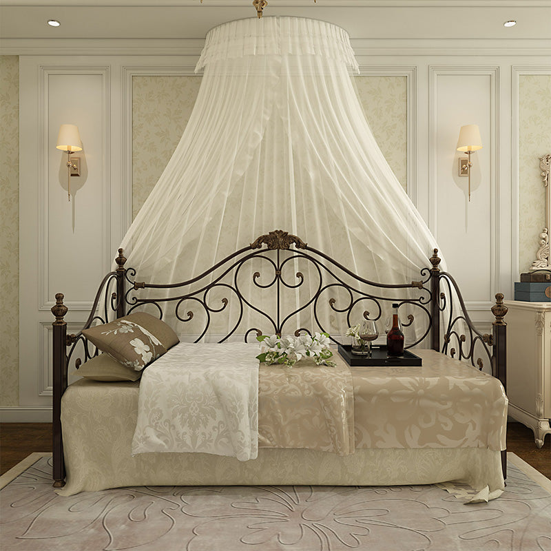 Glam Style Daybed with Headboard and Guardrail in Iron Princess Theme Bed