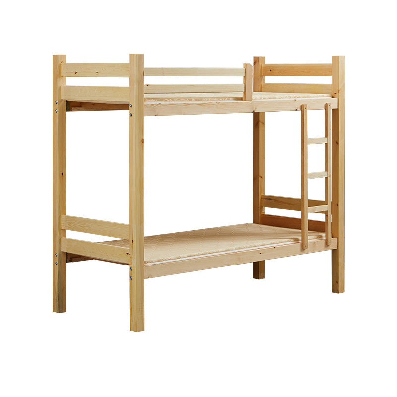 Mid-Century Modern Natural Bunk Bed with Built-In Ladder in Solid Wood