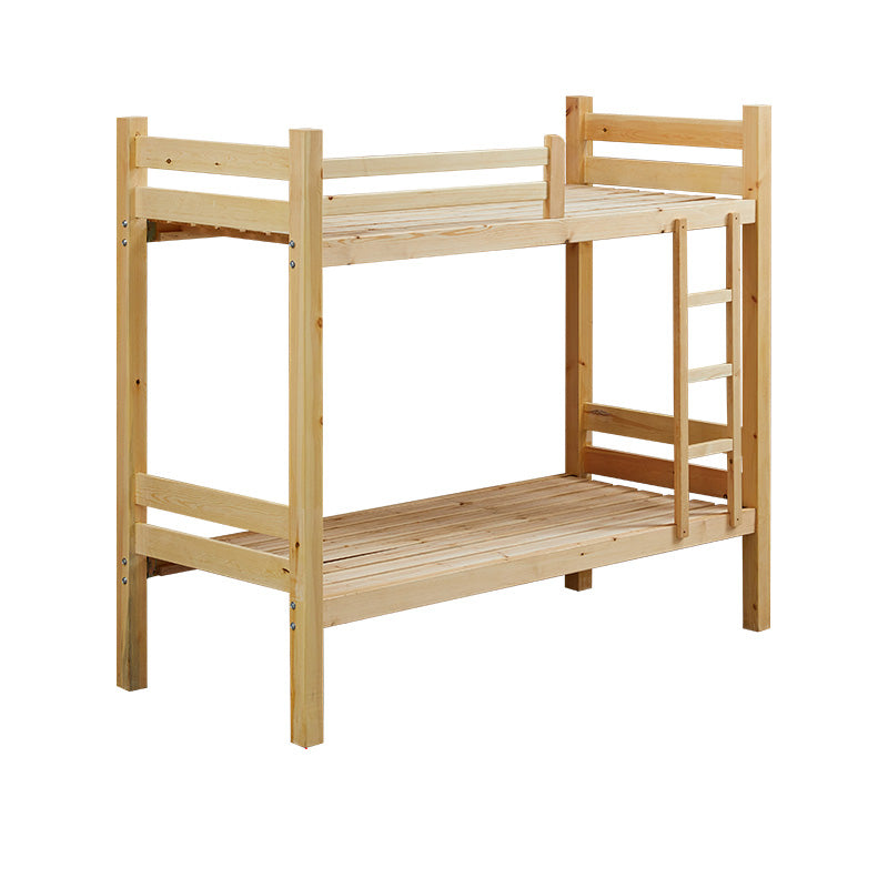 Mid-Century Modern Natural Bunk Bed with Built-In Ladder in Solid Wood