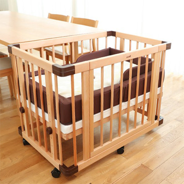 Baby Crib with Adjustable Height Convertible Nursery Bed with Guardrail