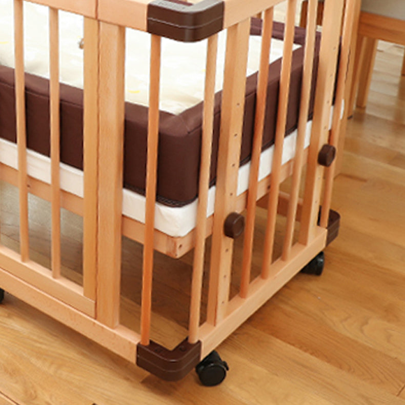 Baby Crib with Adjustable Height Convertible Nursery Bed with Guardrail