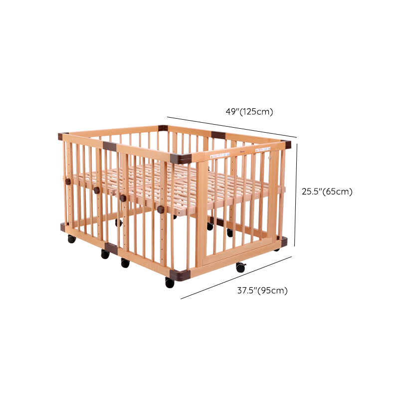 Baby Crib with Adjustable Height Convertible Nursery Bed with Guardrail