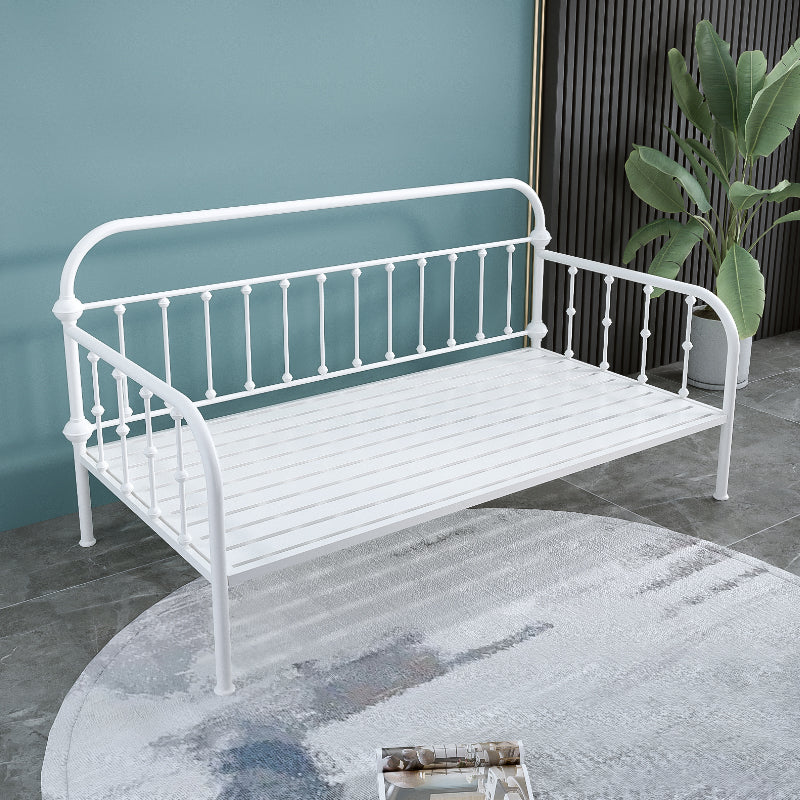 Glam Style Daybed with Rectangle Headboard and Guardrail in Iron