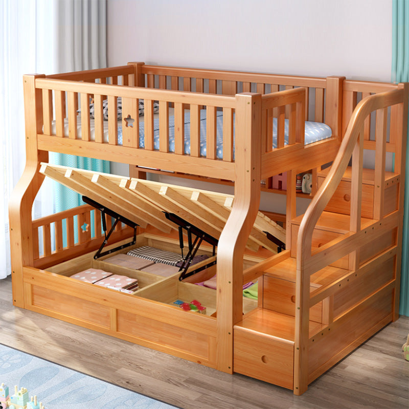 Scandinavian Solid Wood Slat No Theme Storage Natural Bunk Bed