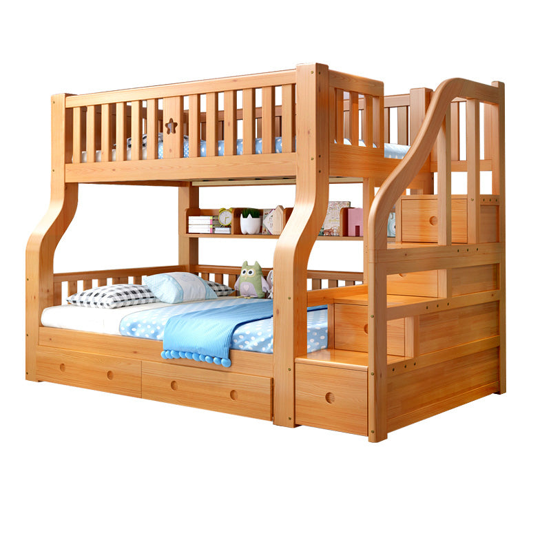 Scandinavian Solid Wood Slat No Theme Storage Natural Bunk Bed