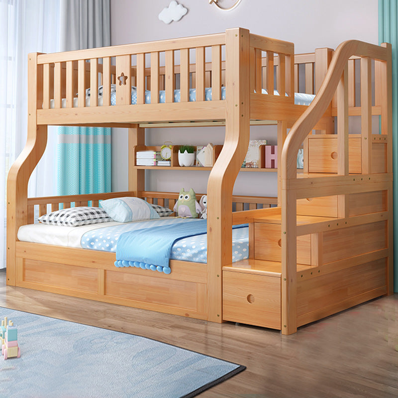 Scandinavian Solid Wood Slat No Theme Storage Natural Bunk Bed