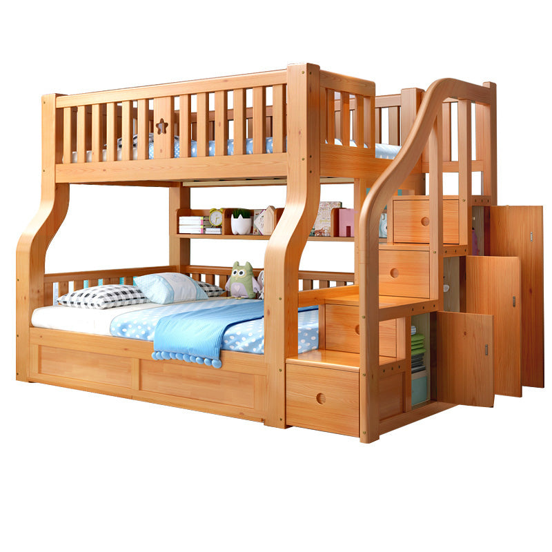 Scandinavian Solid Wood Slat No Theme Storage Natural Bunk Bed