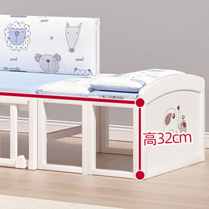 Solid Wood Toddler Bed with Guardrail Pine Kids Bed in White