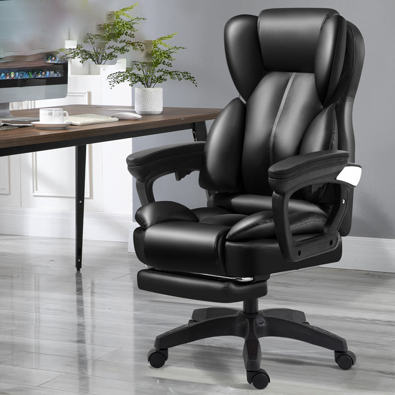 Modern Swivel Chair Adjustable Seat Height Faux Leather Office Chair with Wheels