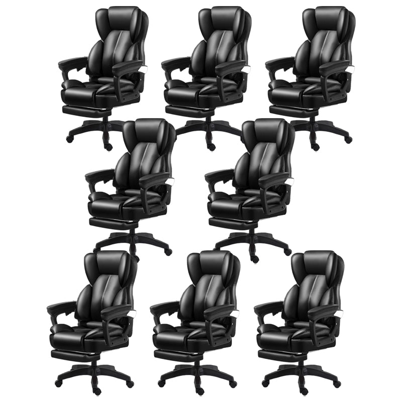 Modern Swivel Chair Adjustable Seat Height Faux Leather Office Chair with Wheels