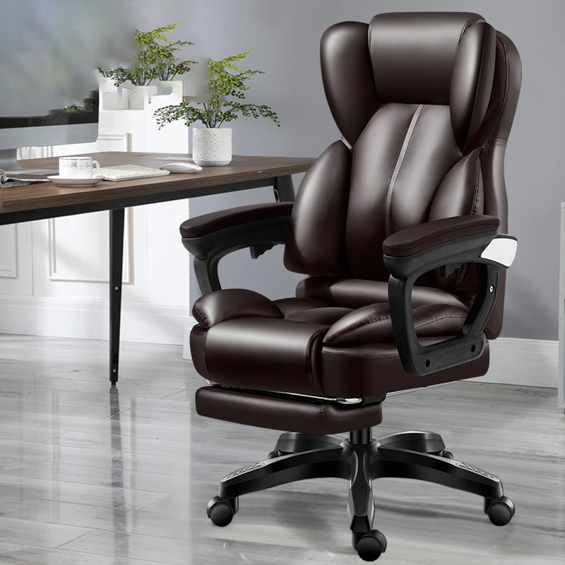 Modern Swivel Chair Adjustable Seat Height Faux Leather Office Chair with Wheels