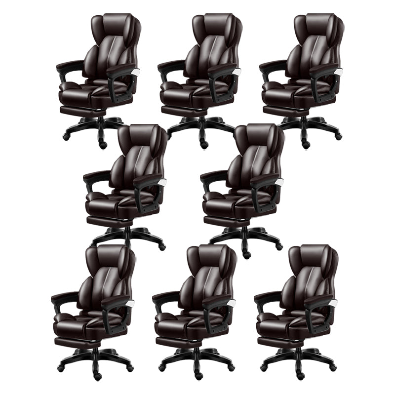 Modern Swivel Chair Adjustable Seat Height Faux Leather Office Chair with Wheels