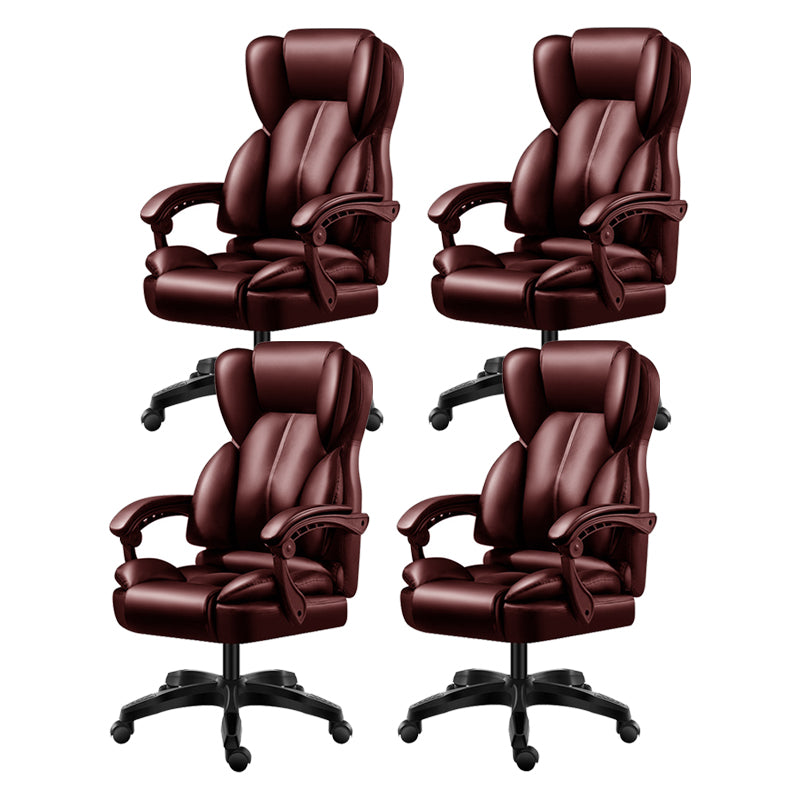 Modern Swivel Chair Adjustable Seat Height Faux Leather Office Chair with Wheels