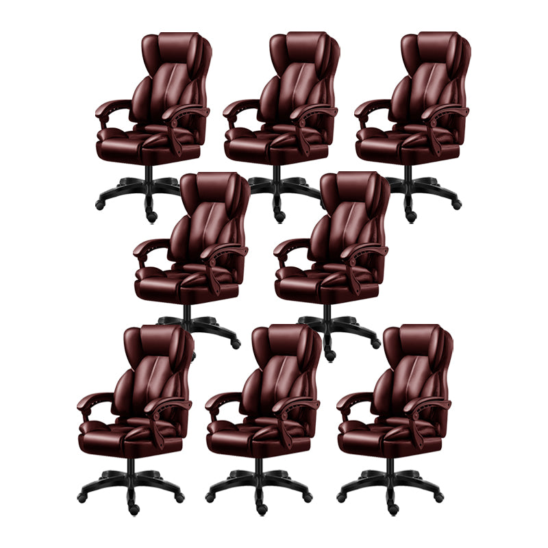 Modern Swivel Chair Adjustable Seat Height Faux Leather Office Chair with Wheels