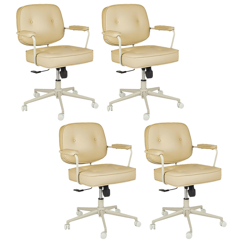 Padded Arms Desk Chair Modern No Distressing Leather Ergonomic Chair with Wheels