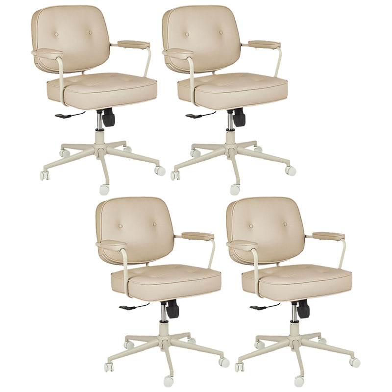 Padded Arms Desk Chair Modern No Distressing Leather Ergonomic Chair with Wheels