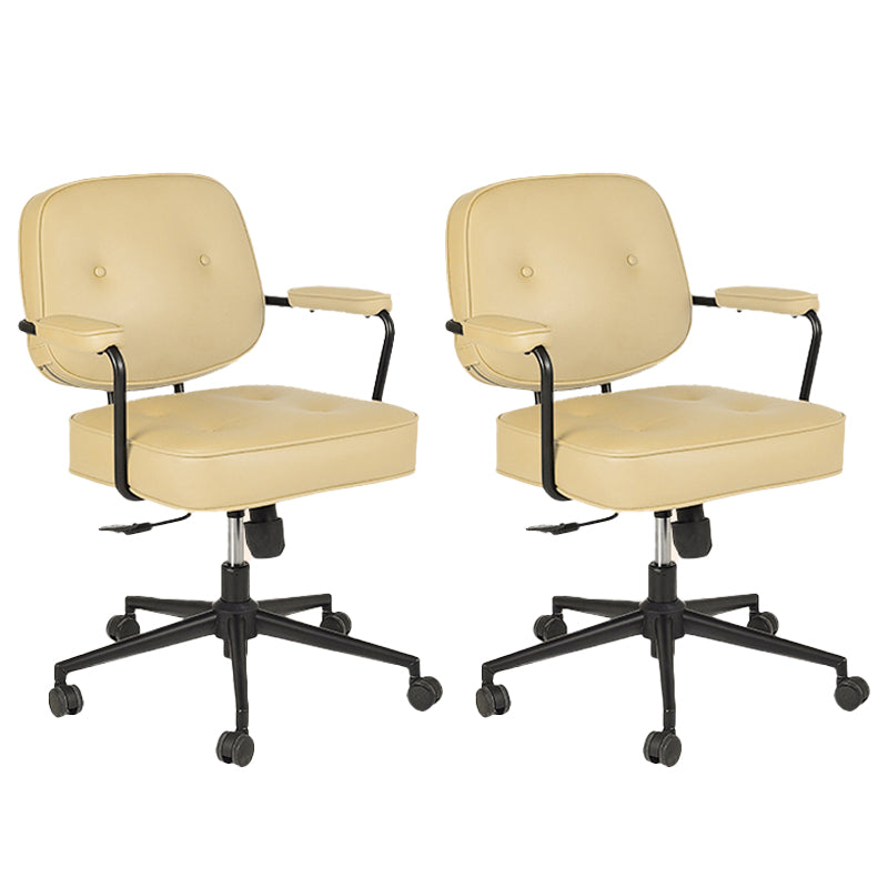 Padded Arms Desk Chair Modern No Distressing Leather Ergonomic Chair with Wheels