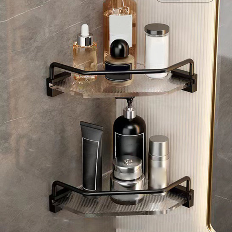 Matte Black Bathroom Hardware Set Metal & Acrylic Bath Shelf/Towel Bar/Robe Hooks