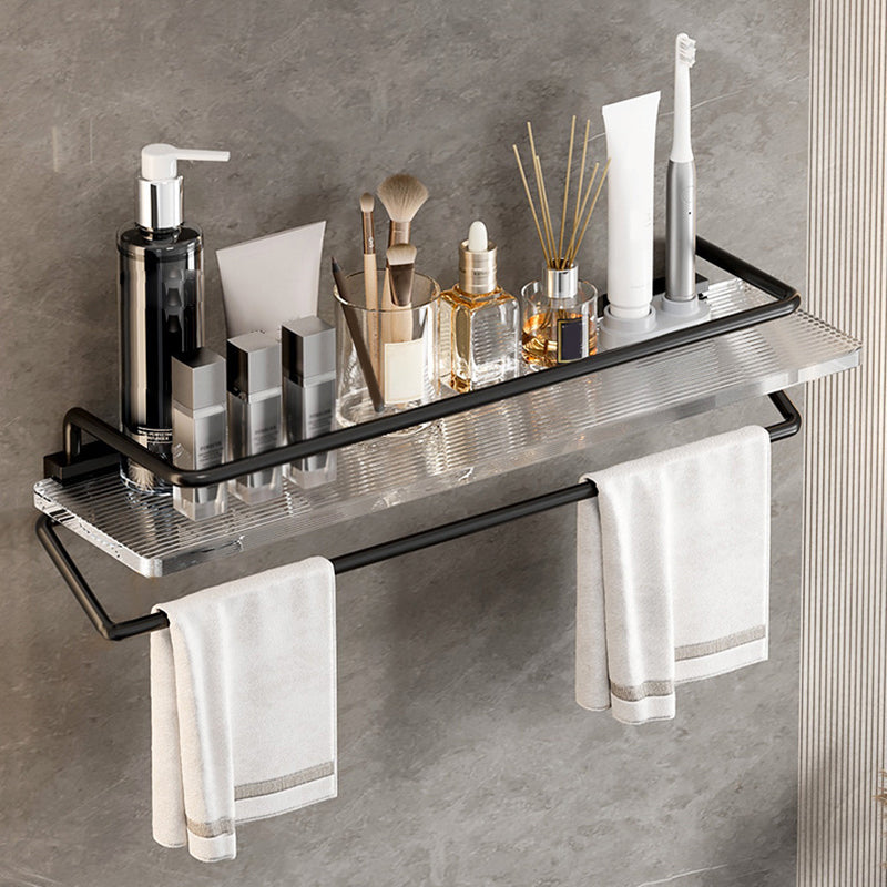 Matte Black Bathroom Hardware Set Metal & Acrylic Bath Shelf/Towel Bar/Robe Hooks