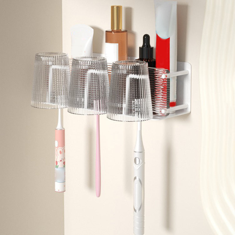 White & Clear Acrylic Bathroom Accessory Set with Towel Bar/Paper Holder/Robe Hook