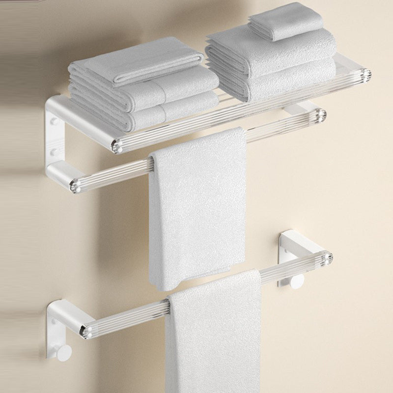 White & Clear Acrylic Bathroom Accessory Set with Towel Bar/Paper Holder/Robe Hook