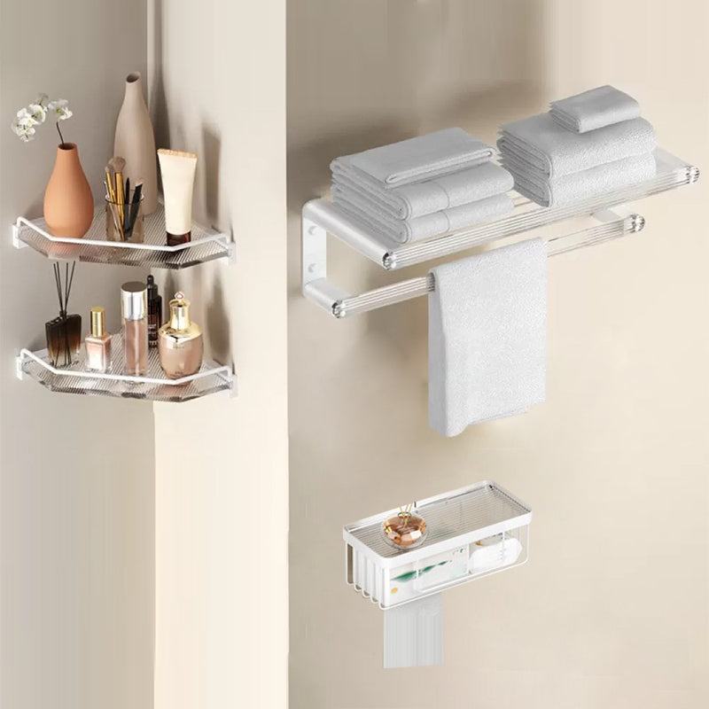 White & Clear Acrylic Bathroom Accessory Set with Towel Bar/Paper Holder/Robe Hook