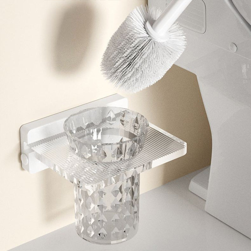 White & Clear Acrylic Bathroom Accessory Set with Towel Bar/Paper Holder/Robe Hook