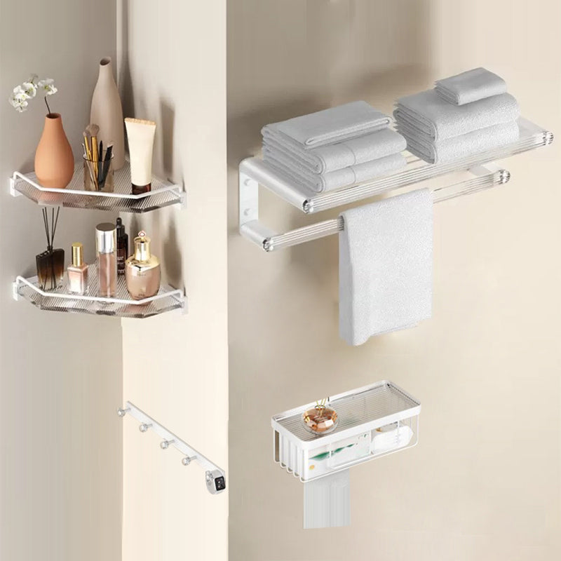 White & Clear Acrylic Bathroom Accessory Set with Towel Bar/Paper Holder/Robe Hook