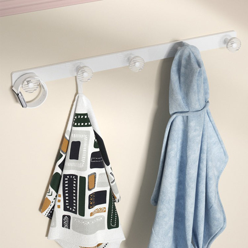 White & Clear Acrylic Bathroom Accessory Set with Towel Bar/Paper Holder/Robe Hook