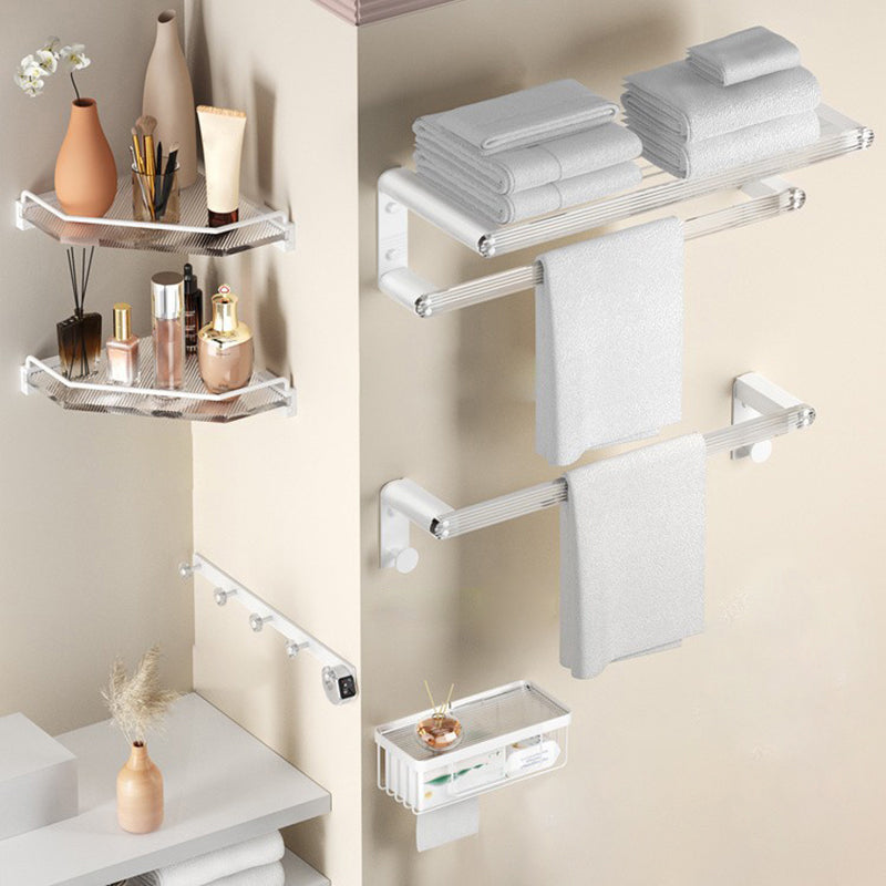 White & Clear Acrylic Bathroom Accessory Set with Towel Bar/Paper Holder/Robe Hook