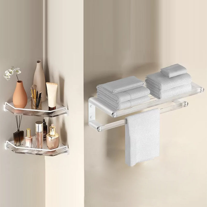 White & Clear Acrylic Bathroom Accessory Set with Towel Bar/Paper Holder/Robe Hook