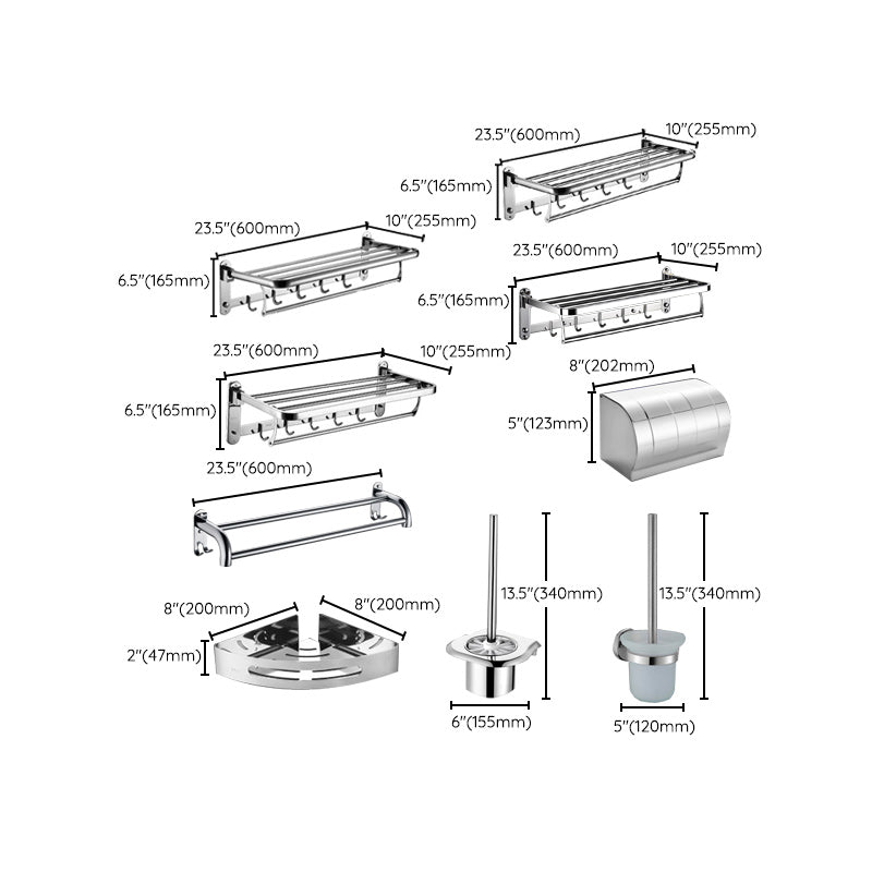 6-Piece Stainless Steel Modern Bathroom Accessory as Individual or as a Set