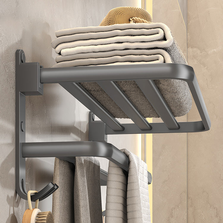 Contemporary Gray Bathroom Hardware Set with Bath Shelf/Towel Bar/Robe Hooks/Paper Holder