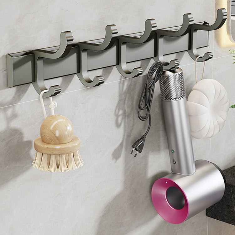 Contemporary Gray Bathroom Hardware Set with Bath Shelf/Towel Bar/Robe Hooks/Paper Holder