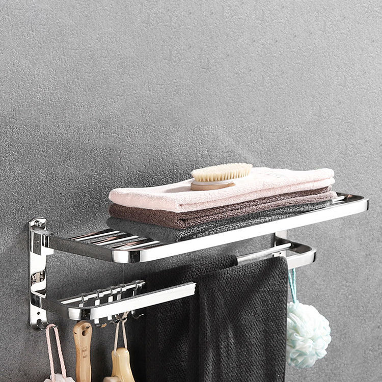 Polished Chrome Bath Hardware Set in Stainless Steel with Bath Shelf/Robe Hooks/Towel Bar