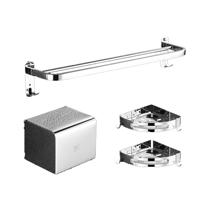 Polished Chrome Bath Hardware Set in Stainless Steel with Bath Shelf/Robe Hooks/Towel Bar